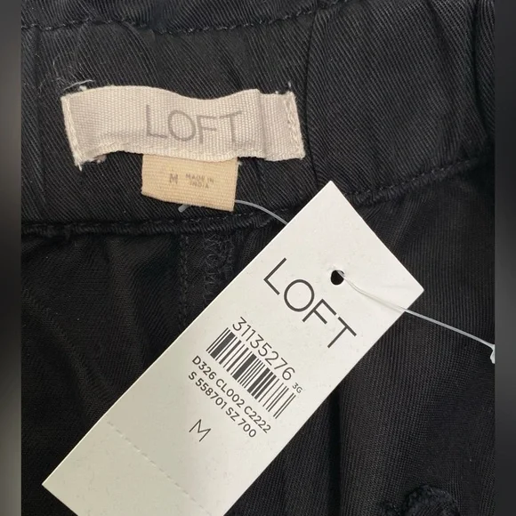 NWT Loft Black Cropped Wide Leg Lightweight Pull On Pants Size M #1519 - Picture 9 of 13
